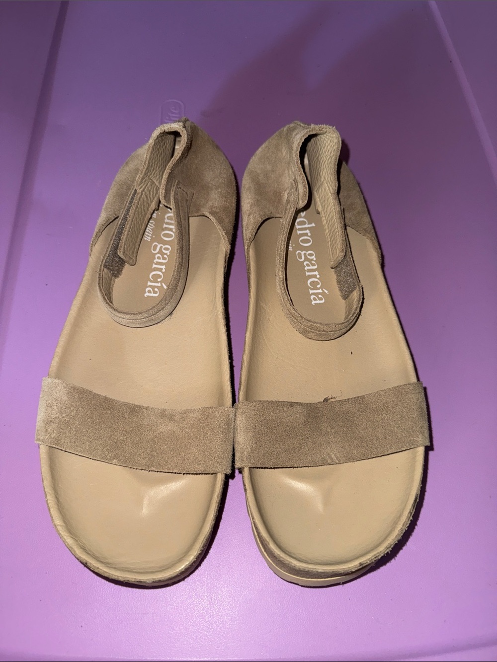 Pedro Garcia Beige/Tan Suede Strap Sandals